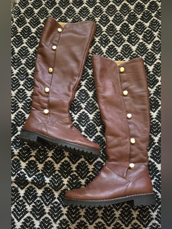 Michael Kors Shoes - Micheal Kors Brown Over the Knee Boots with Shearling Lining Gold Accents NWOT